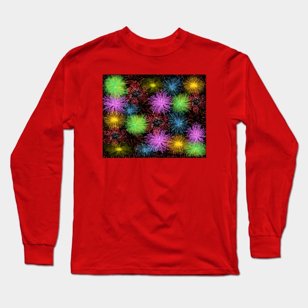 Festive Fireworks Long Sleeve T-Shirt by Art By LM Designs 